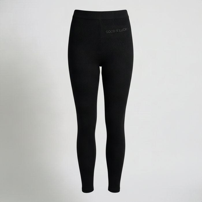 Legging côtelé noir, vue de face