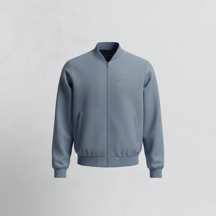 Blouson bleu pierre, vue de face