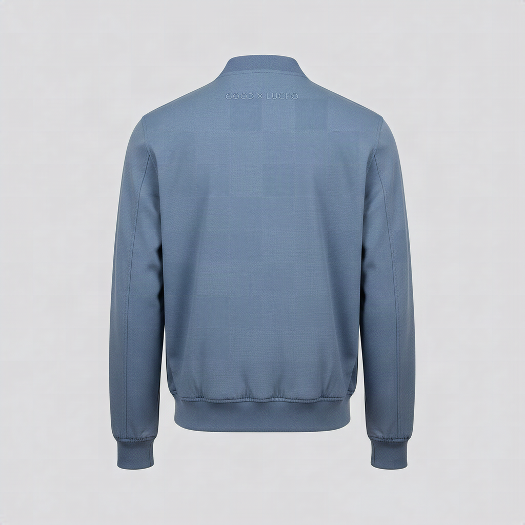 Blouson bleu pierre, vue de dos