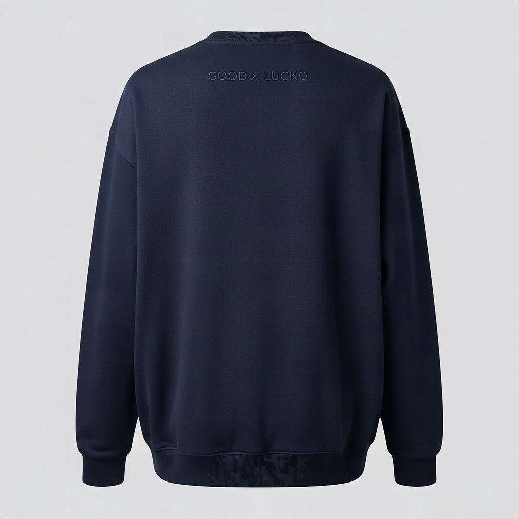 Crewneck bleu marine, vue de dos