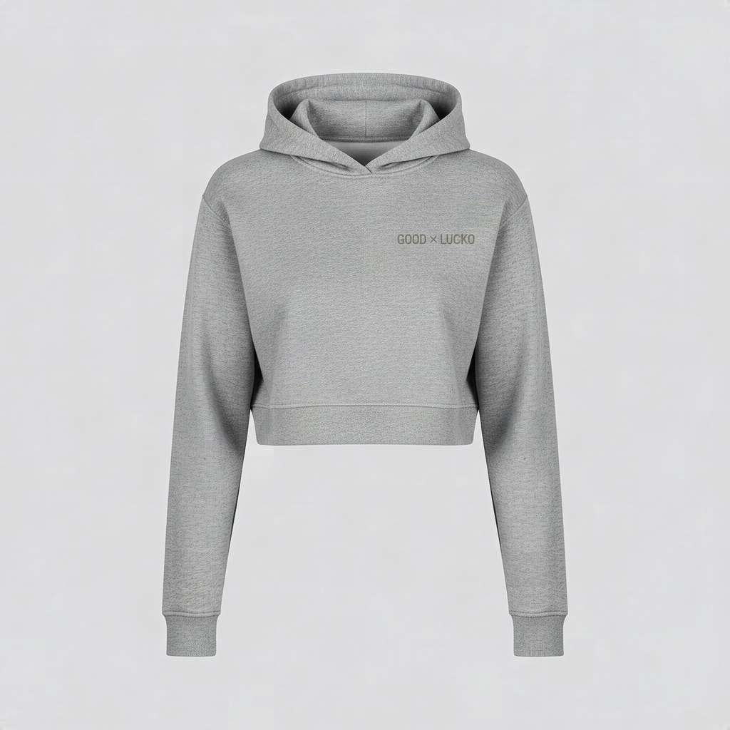 Hoodie court gris phoque, vue de face