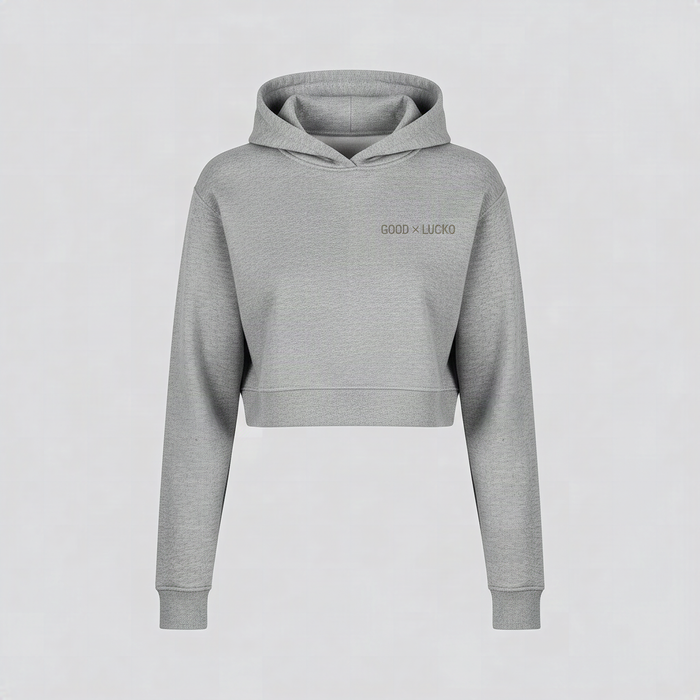 Hoodie court gris phoque, vue de face