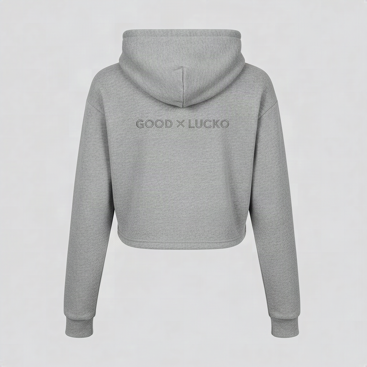 Hoodie court gris phoque, vue de dos