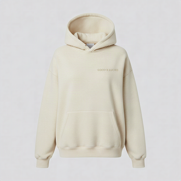 Hoodie oversize ivoire lavé, vue de face