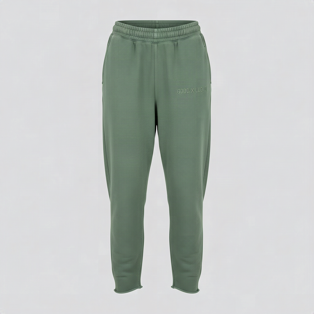 Jogging bord brut vert mousse, vue de face