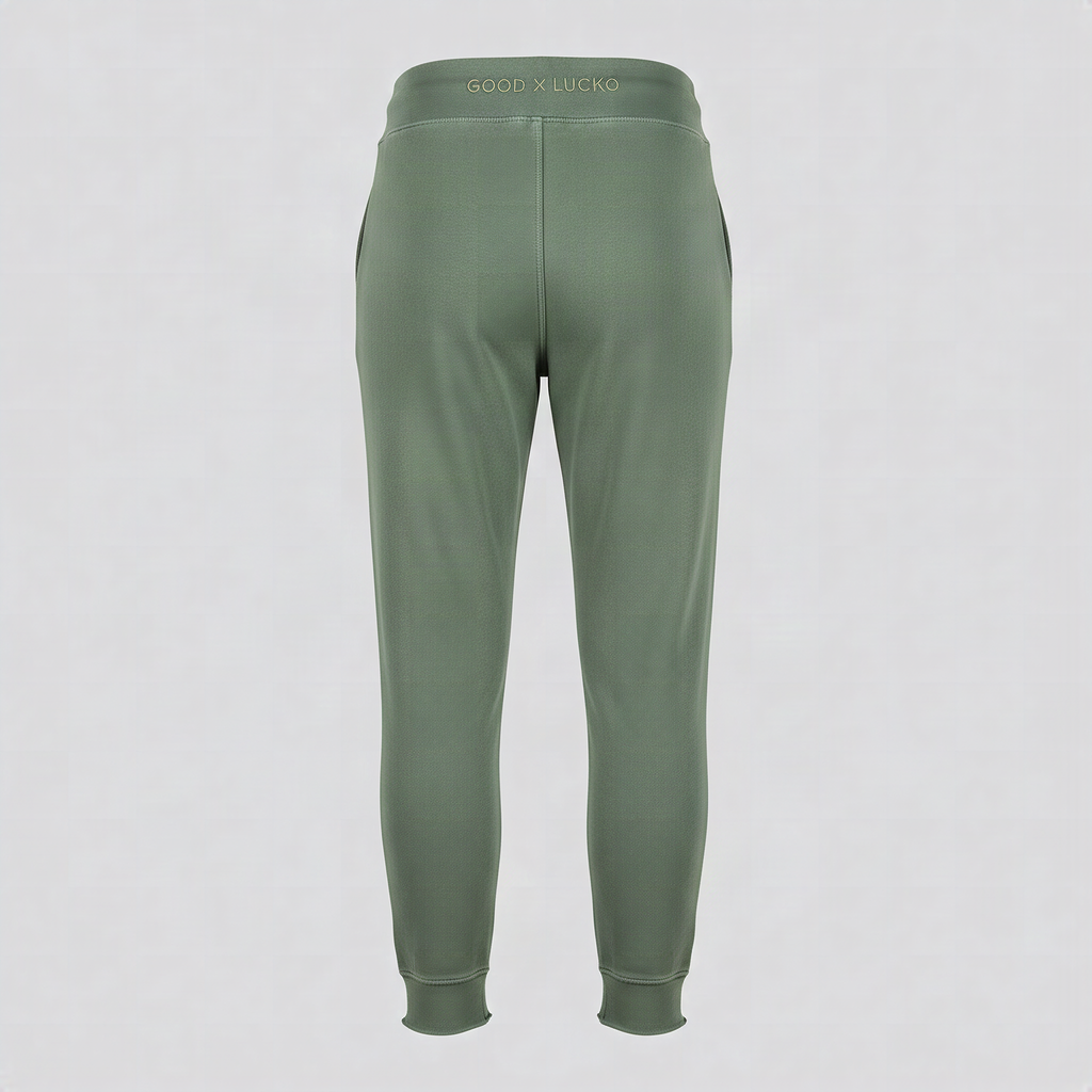 Jogging bord brut vert mousse, vue de dos